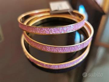Set 3 BRACCIALI RIGIDI - color oro / ROSA