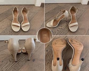 Sandali Zara panna n. 37 con tacco – come nuovi