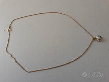 cuore oro 18k smalto catena 