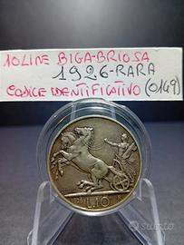 10 Lire BIGA BRIOSA RARA DEL 1926 CON PATINA (SUP