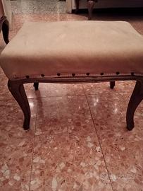 Poggiapiedi Vintage in legno e tessuto 