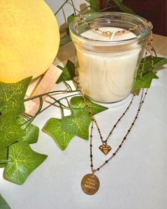 Collana doppio filo dorata con ciondoli