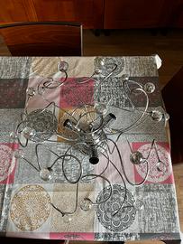 Lampadario moderno cromato con pendenti cristallo