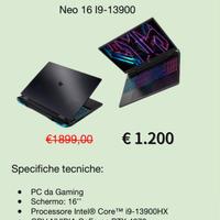 Acer Predator Neo 16 i9-13900 Nuovo