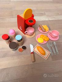 Set gioco colazione-legno, plastica