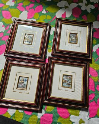 Set 4 quadretti  Le Quattro Stagioni in argento