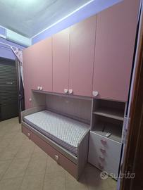 Cameretta a ponte modello AURORA rosa - doppio let