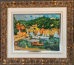 Michele Cascella – Barche a Portofino – Serigrafia