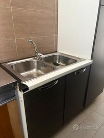 Mobile lavello cucina con doppia vasca in acciaio