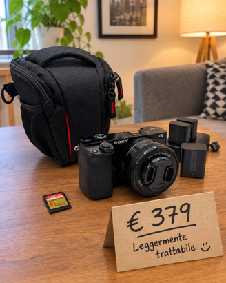 Sony A6000 + 16-50 OSS + 3 batterie + caricatore