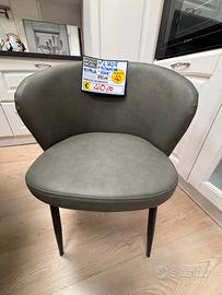 Sedia a poltroncina ecopelle verde (4 pezzi)