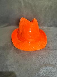 Cappello Borsalino arancione fluo con paillettes