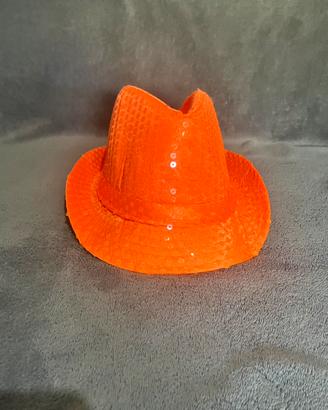 Cappello Borsalino arancione fluo con paillettes