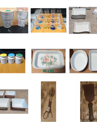 Vari articoli cucina: Bicchieri,Pirofile,Pinze ...