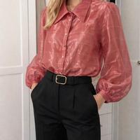 Camicia trasparente rosa effetto satinato