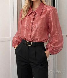 Camicia trasparente rosa effetto satinato