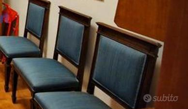 Set quattro sedie in legno e tessuto