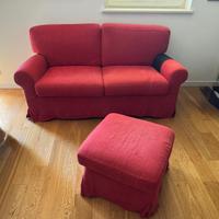 Divano + pouf in lino rosso