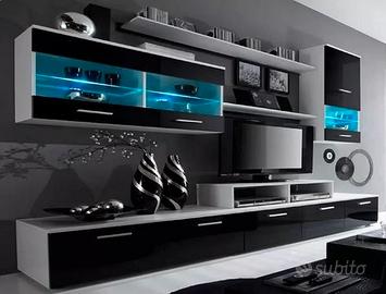 Parete soggiorno con luci LED Ancora Imballata