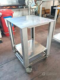tavolo inox con ruote e ripiano usato