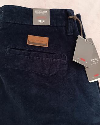 pantalone uomo  blu di velluto 