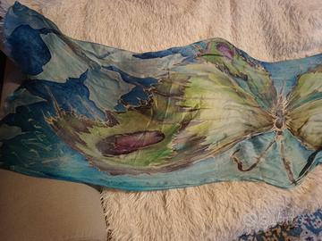 Foulard pareo in pura seta dipinto a mano 