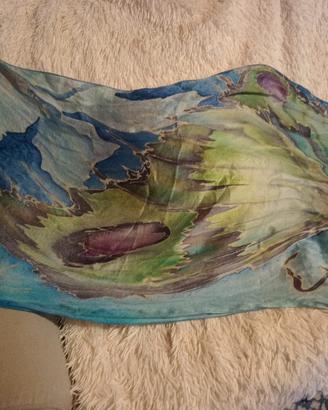 Foulard pareo in pura seta dipinto a mano 
