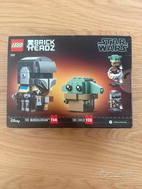 Lego brick heads Mandalorian the child