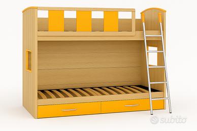Letto a castello con cassetti + reti ortopediche