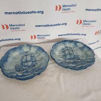 Coppia di piatti con veliero S.Giorgio Albisola