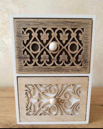 Portagioie in Legno Intagliato Stile Shabby