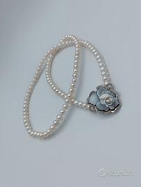 Collana perle acqua dolce con cammeo arg.925