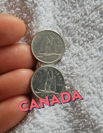 Canada 2 monete da 10 Cents Anni 70