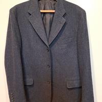 Bella giacca in tessuto spigato blu