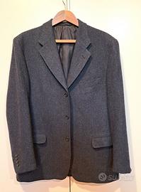 Bella giacca in tessuto spigato blu