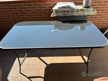 Tavolo da esterno / giardino in vetro con 4 sedie