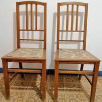 Coppia di sedie antiche, stile Liberty, in legno