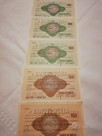 Miniassegni Banco di Sicilia lire 100 150 del 1977