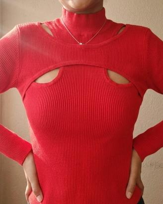 💎 Maglioncino crop-top maniche lunghe aderente S