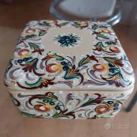 ciotola scatola in ceramica policroma floreale AMA