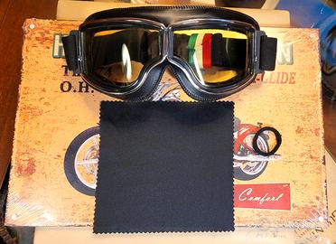 Vintage Style Biker Googles Aviator, Pelle PU/ len