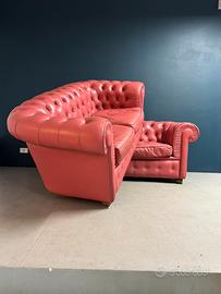 Coppia Divani Chesterfield Vera Pelle Vintage
