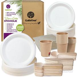 Kit Piatti Bicchieri e Posate Usa e Getta 200 Pz