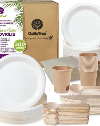 Kit Piatti Bicchieri e Posate Usa e Getta 200 Pz