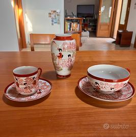 Hayasi kutani set te e caffe porcellana giapponese