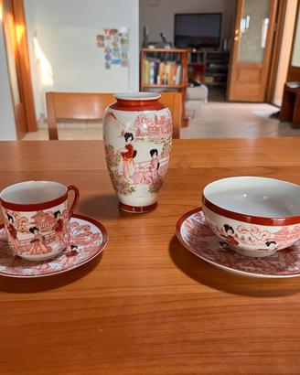 Hayasi kutani set te e caffe porcellana giapponese