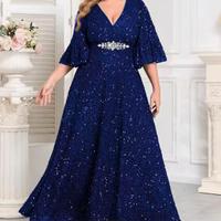 Vestito elegante blu da cerimonia con paillettes