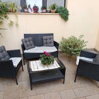 Salottino da giardino in rattan 