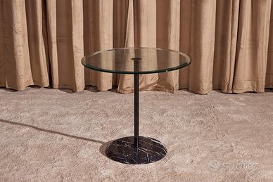 Tavolino in cristallo e marmo