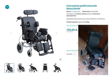 Carrozzina polifunzionale, letto per degenza